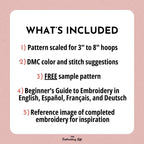 Dainty Floral Heart Wreath Hand Embroidery Pattern