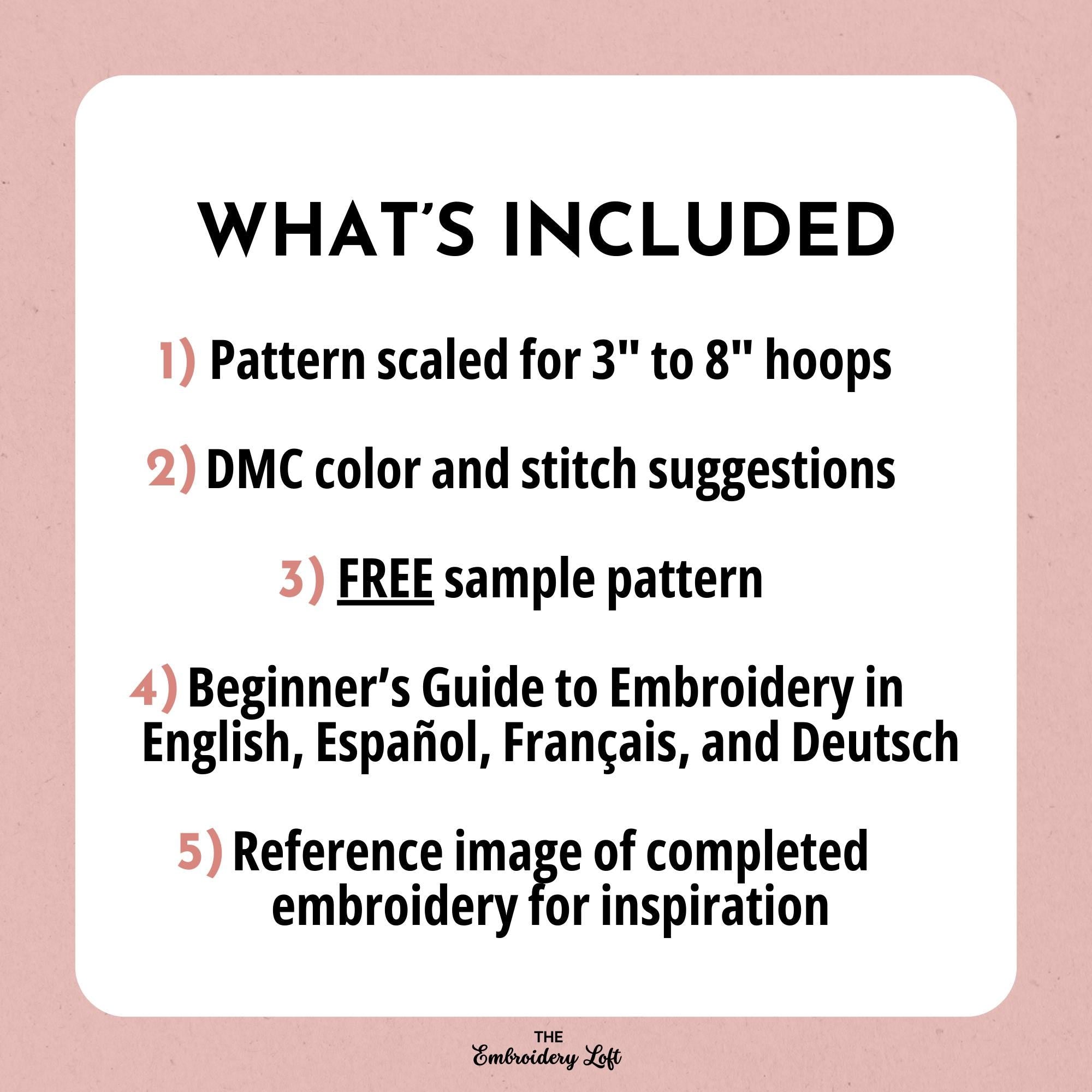 Dainty Floral Heart Wreath Hand Embroidery Pattern