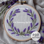 Lavender Wreath Hand Embroidery Pattern