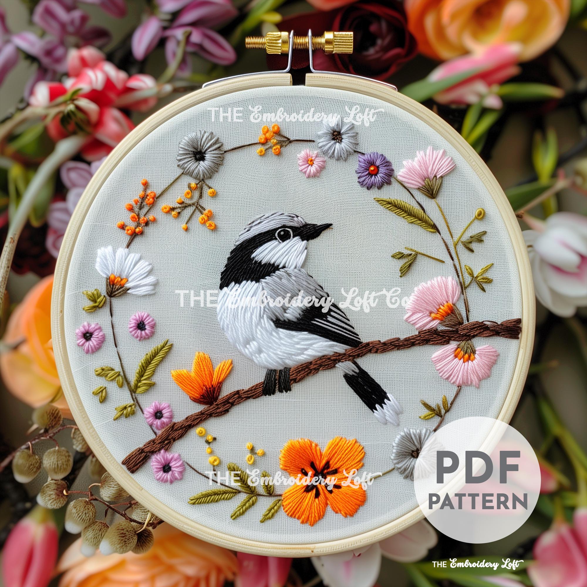Gray Jay Hand Embroidery Pattern