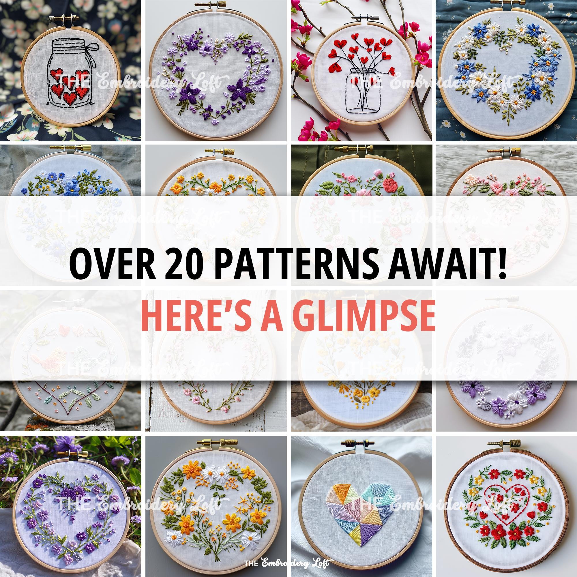MINI COLLECTION, Love Hand Embroidery Pattern Collection, Current and Future Designs, Lifetime Access, Hand Embroidery, DIY