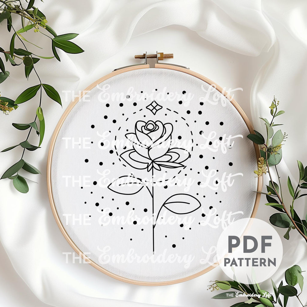 Celestial Rose Hand Embroidery Pattern