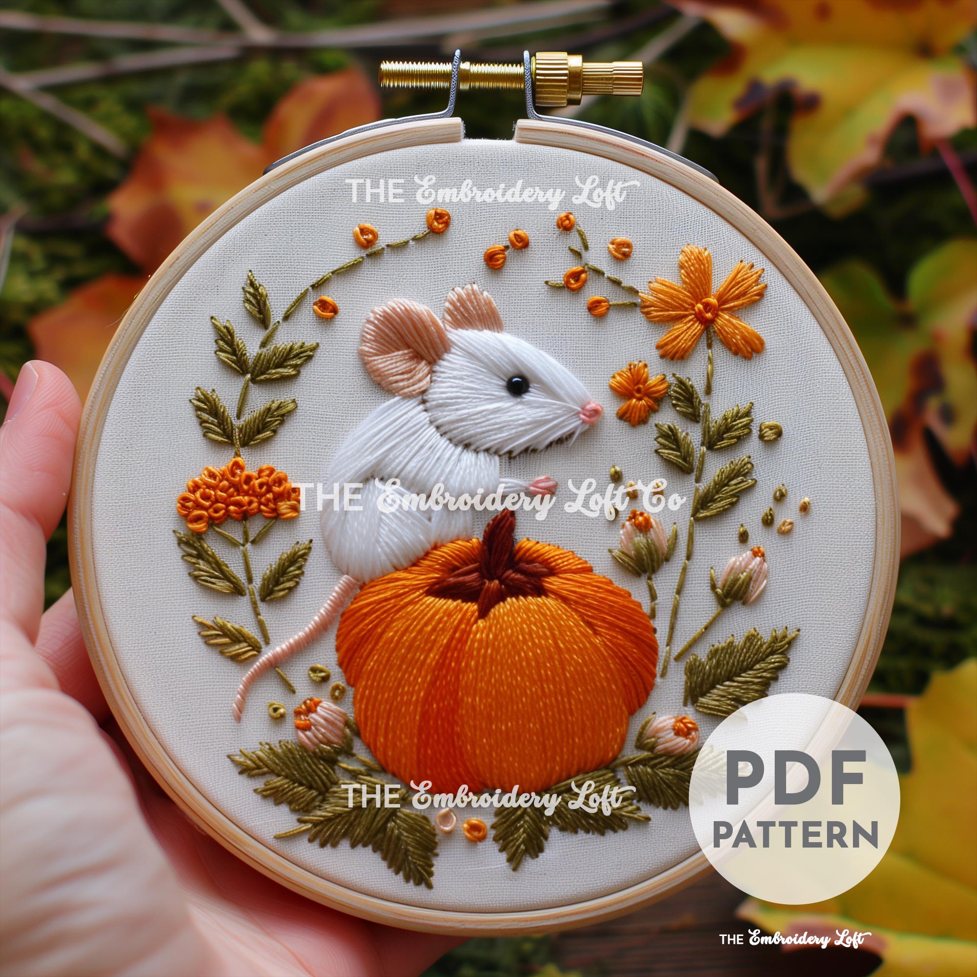 Autumn Mouse Hand Embroidery Pattern