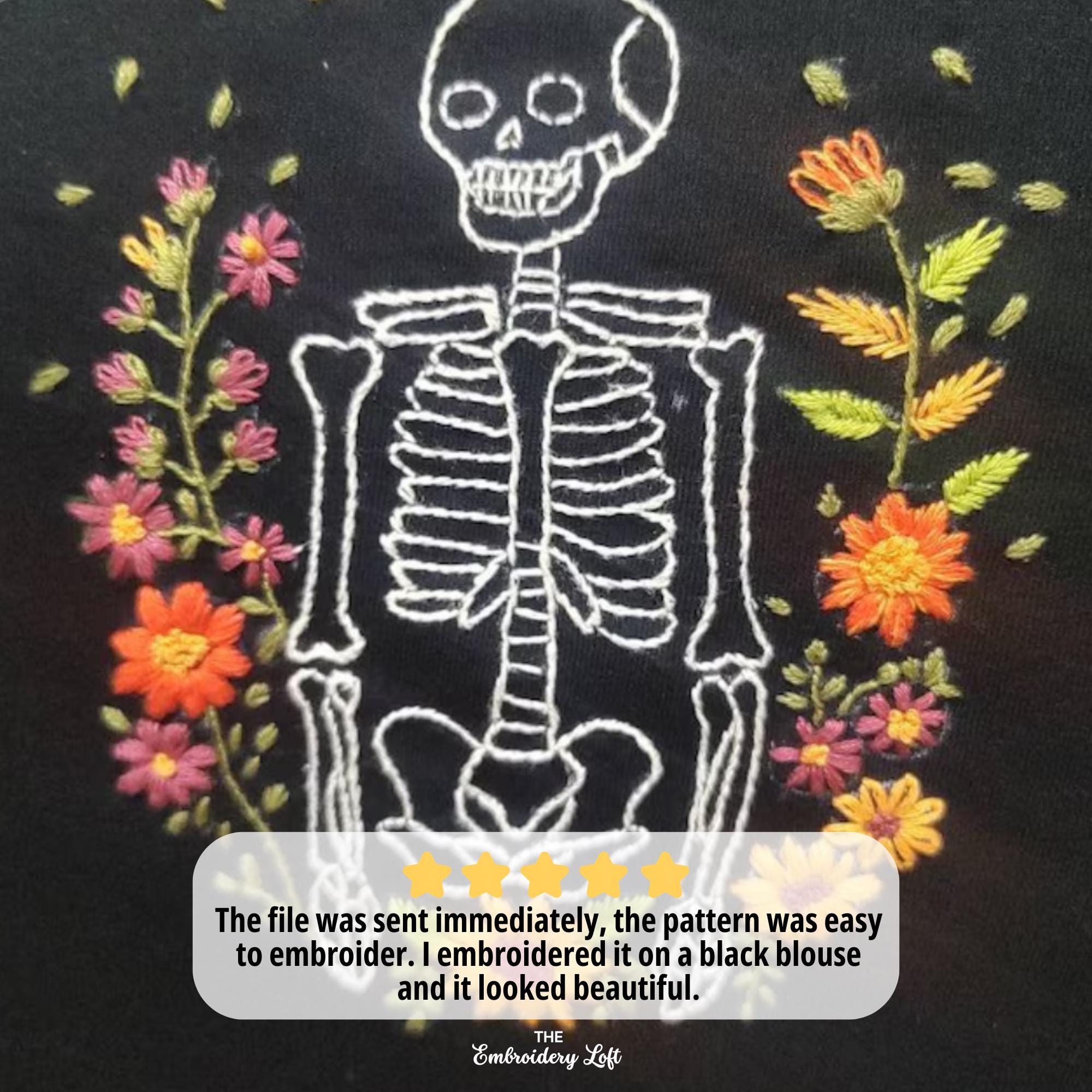 Spooky Skeleton Hand Embroidery Pattern