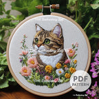 Tabby Cat Hand Embroidery Pattern