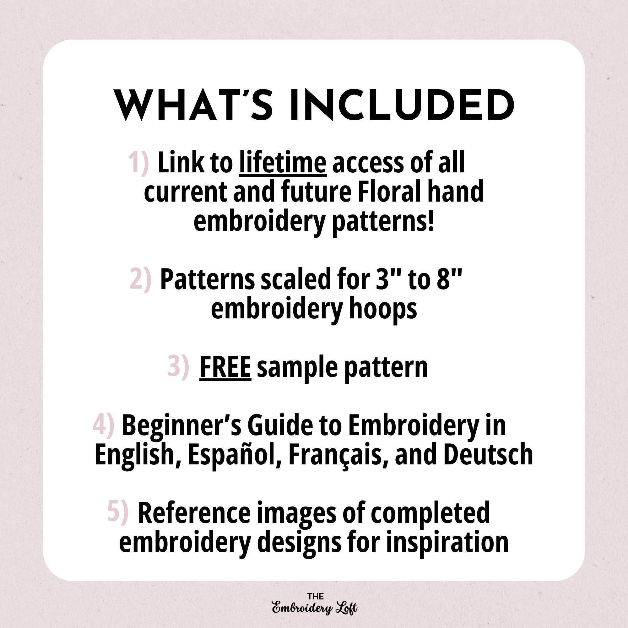 MINI COLLECTION, Floral Hand Embroidery Pattern Collection, Current and Future Designs, Lifetime Access, Hand Embroidery, Embroidery PDF