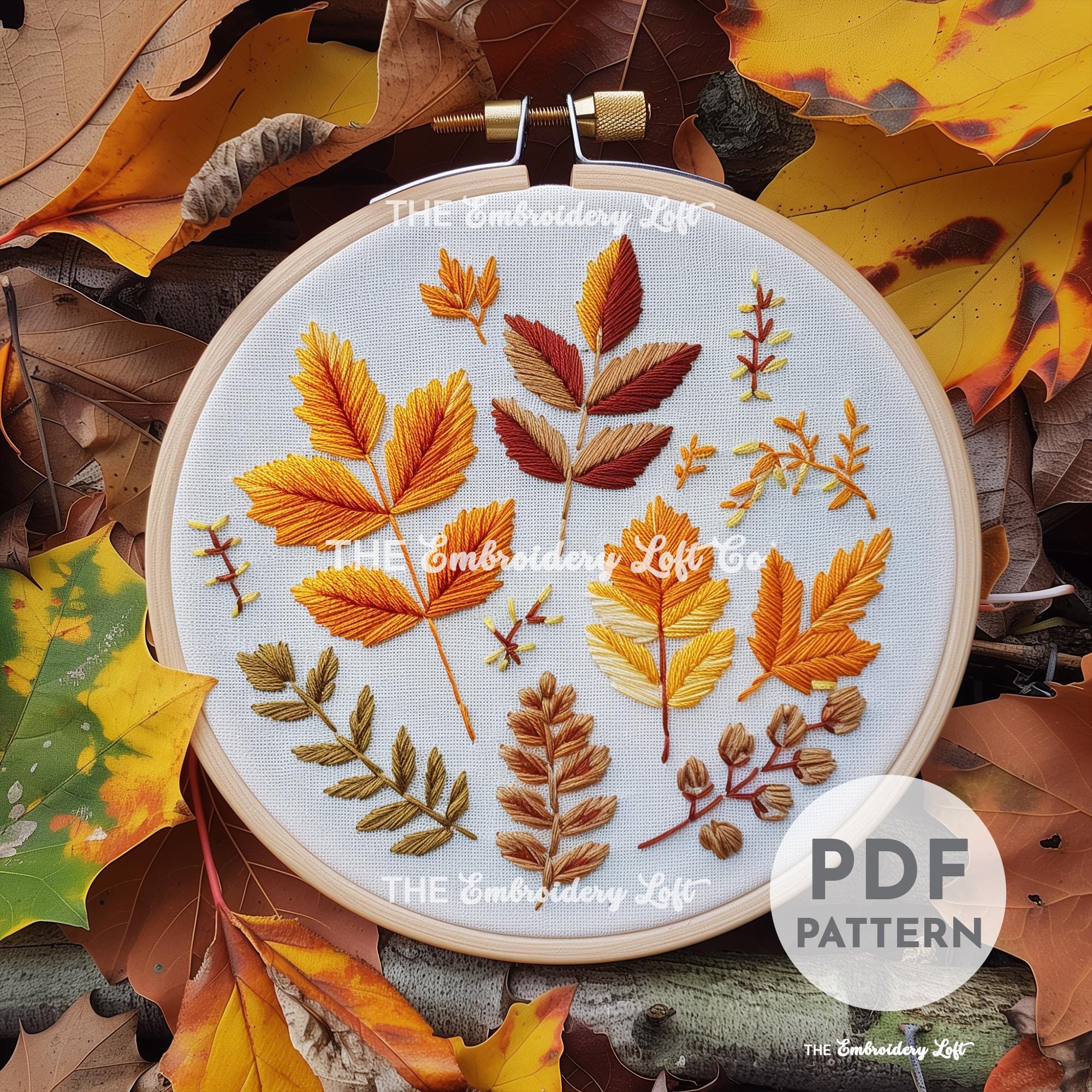Autumn Leaves Hand Embroidery Pattern