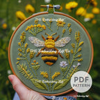 Garden Bee Hand Embroidery Pattern