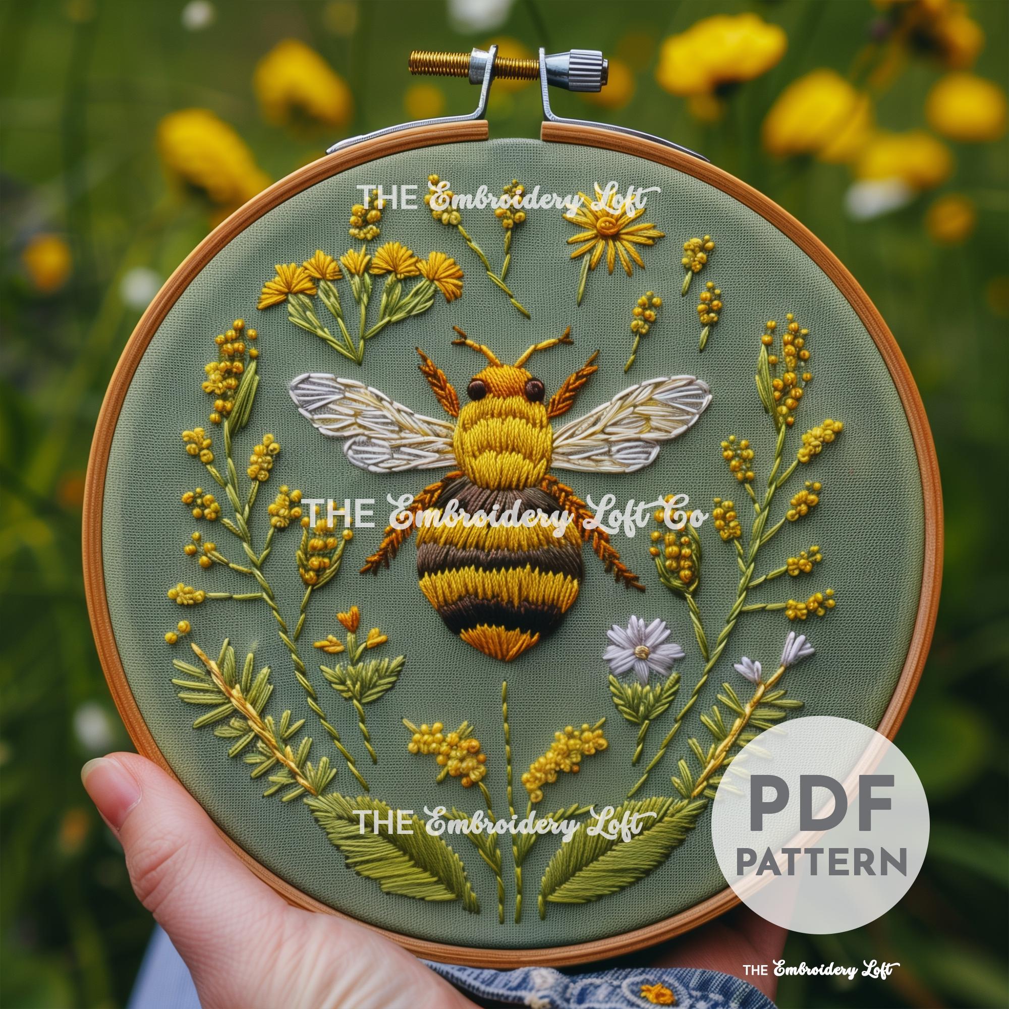 Garden Bee Hand Embroidery Pattern