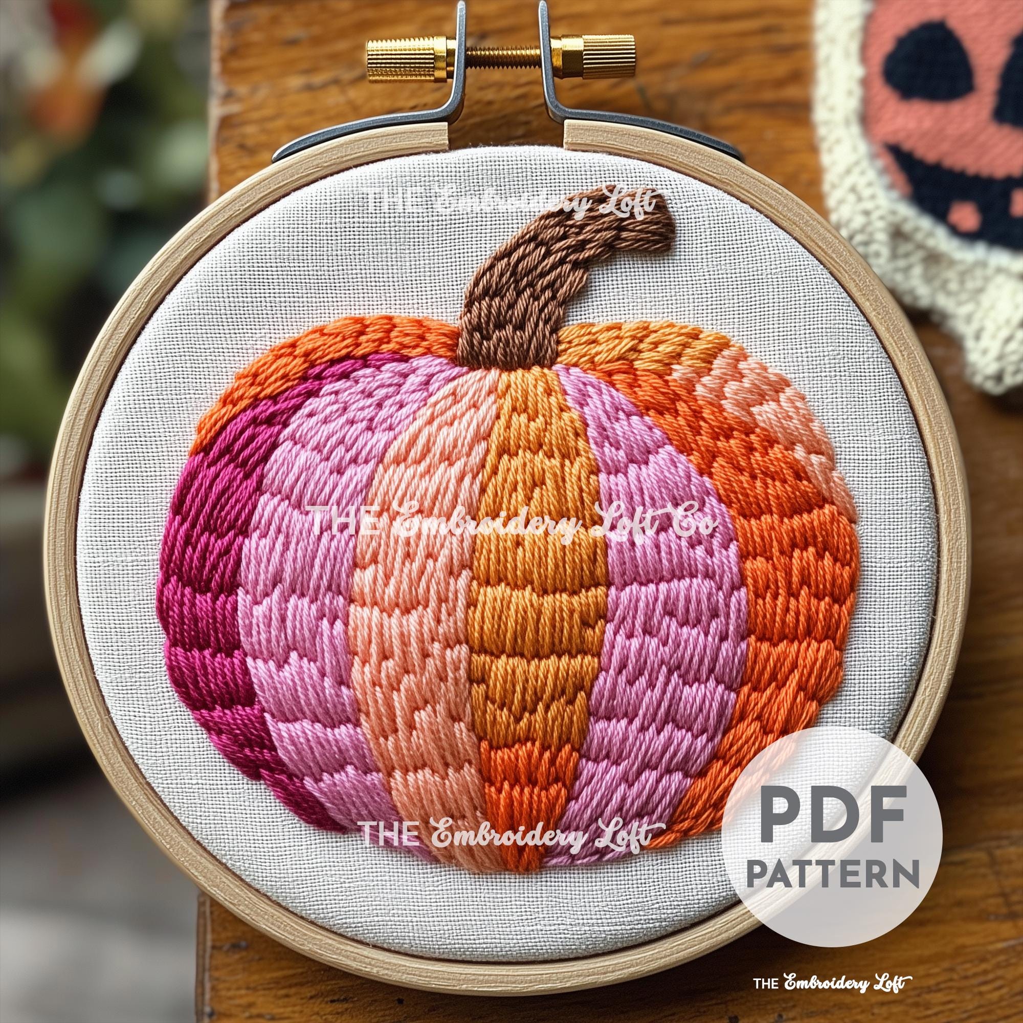 Retro Pumpkin Hand Embroidery Pattern