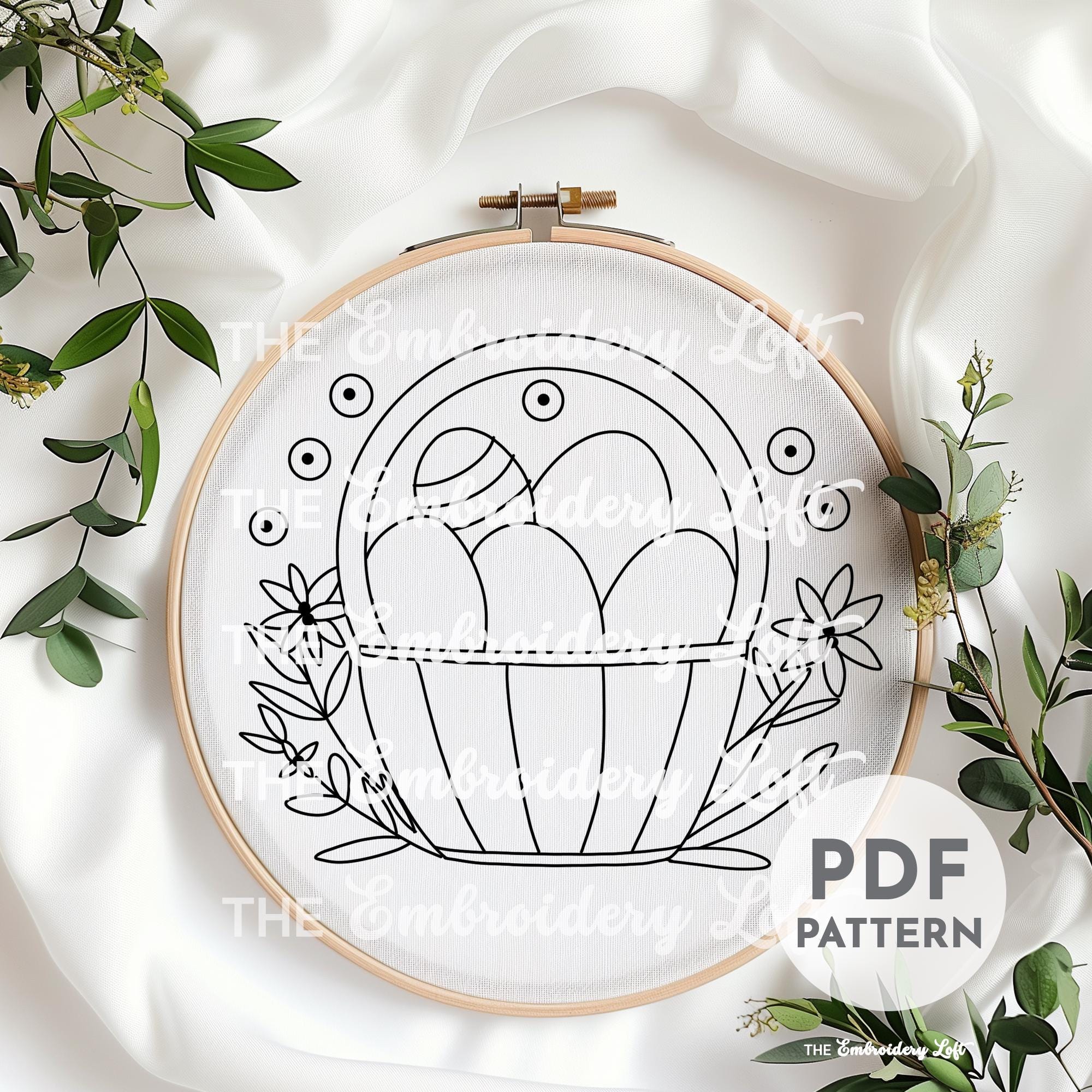 Easter Egg Basket Hand Embroidery Pattern