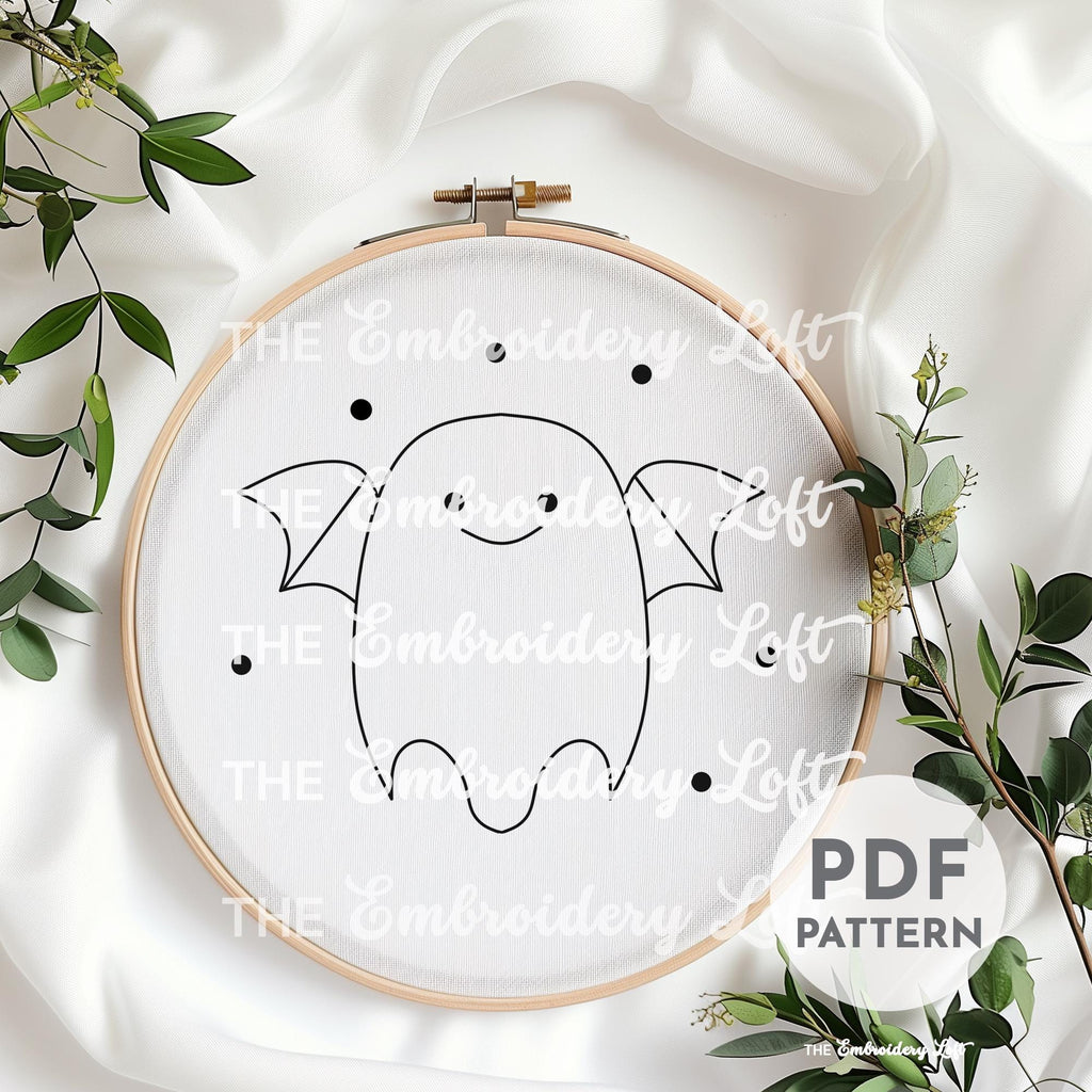 Batty Ghost Hand Embroidery Pattern
