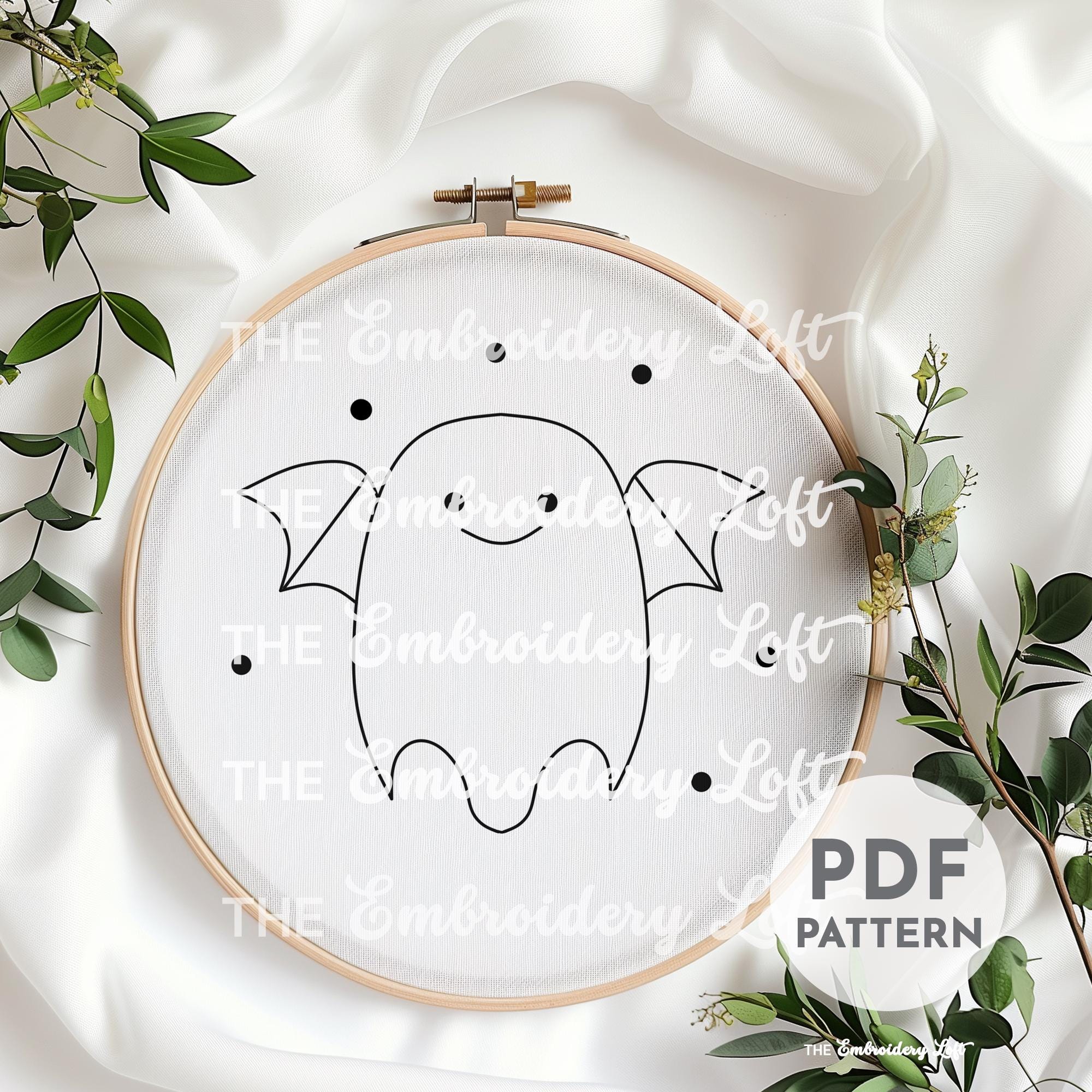 Batty Ghost Hand Embroidery Pattern