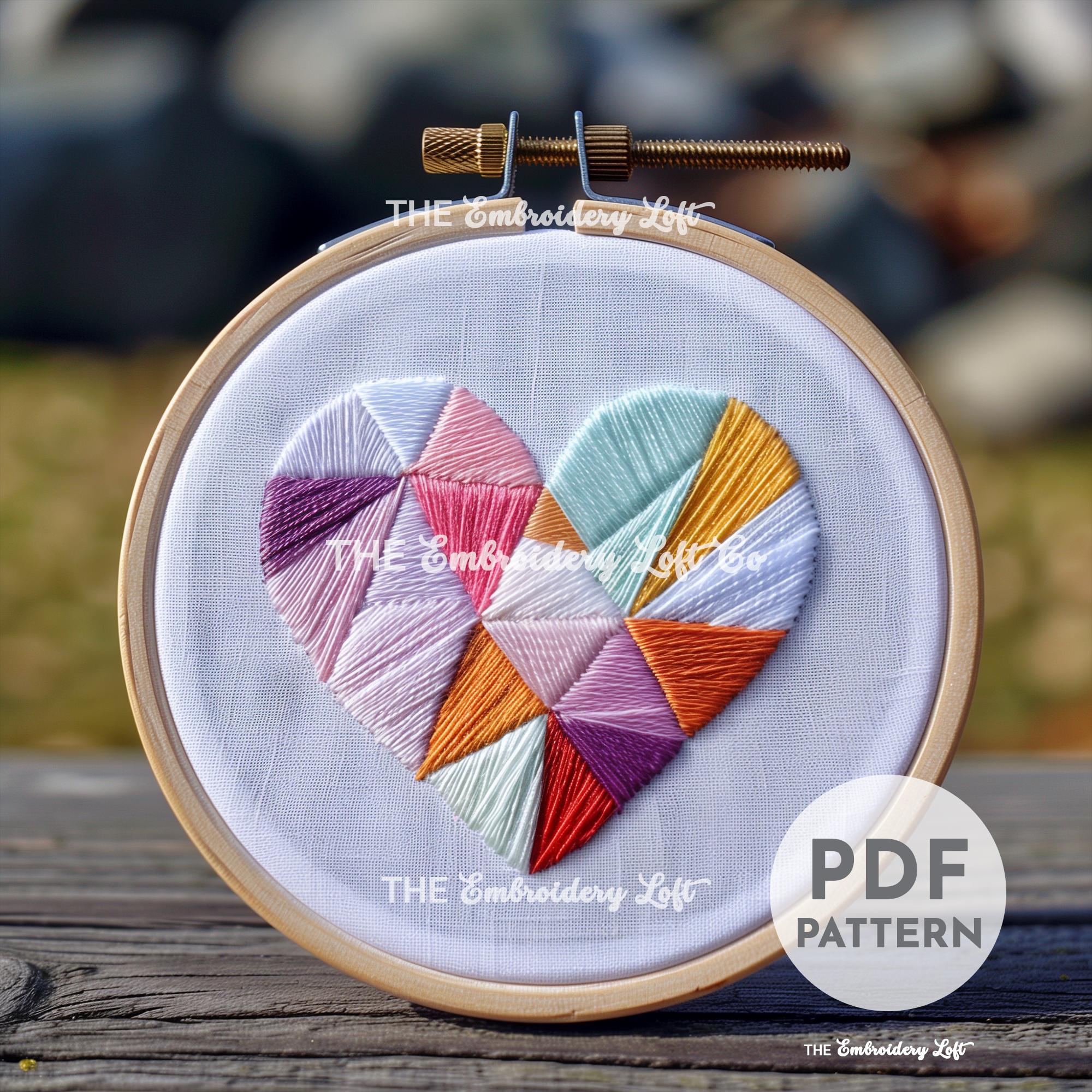 Geometric Heart Hand Embroidery Pattern