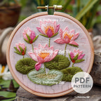 Water Lilies Hand Embroidery Pattern
