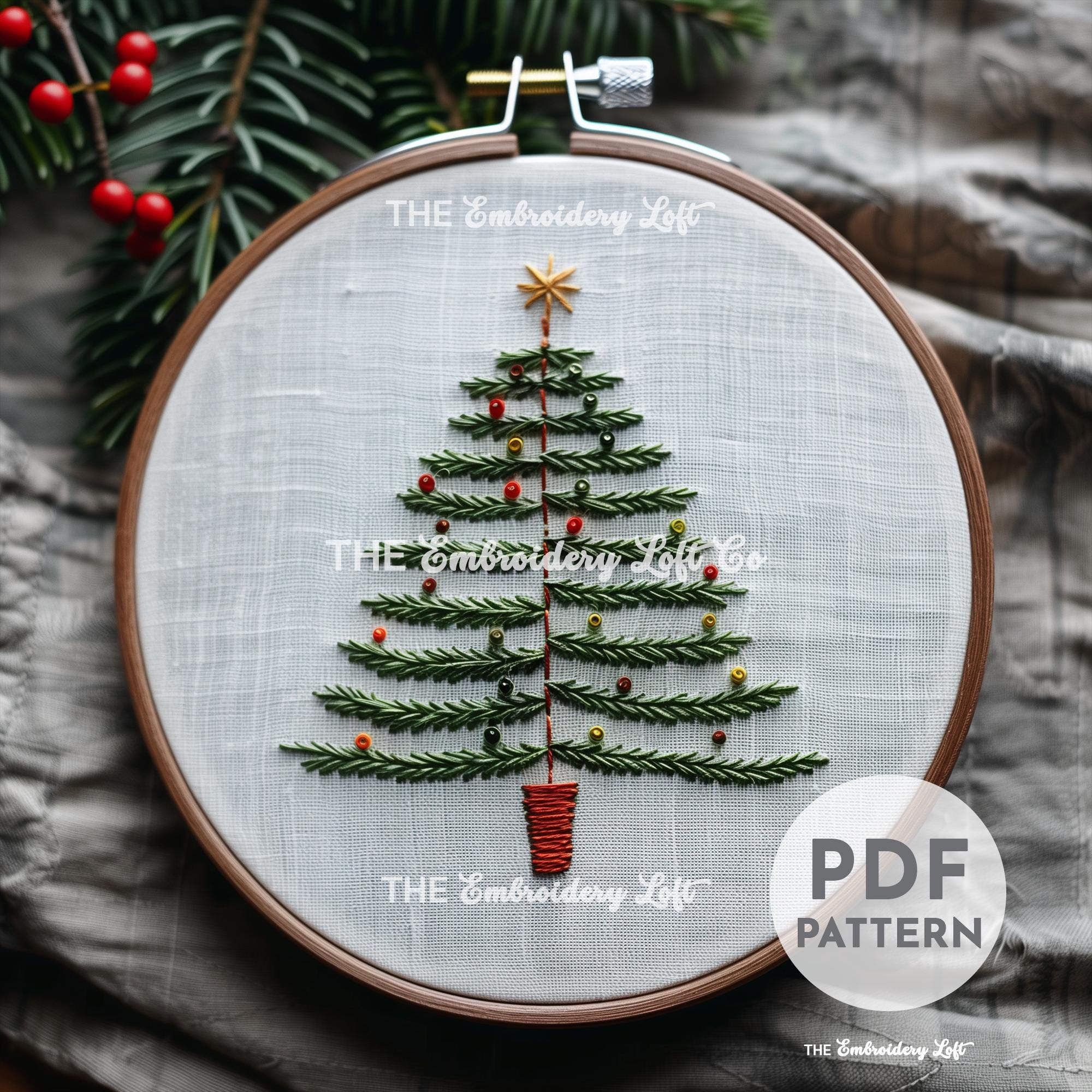 Christmas Tree Hand Embroidery Pattern