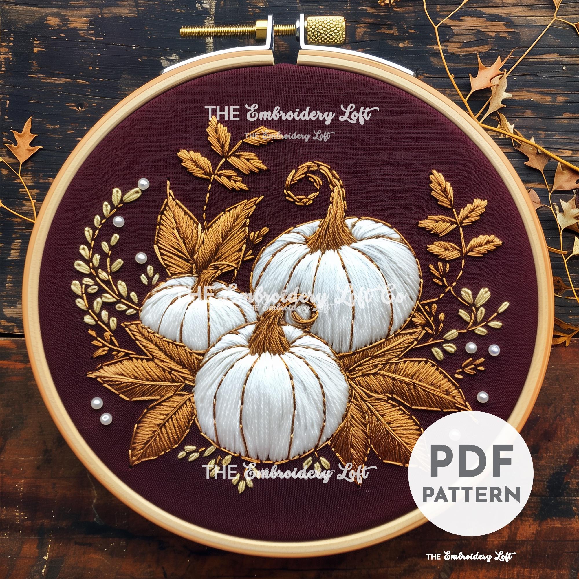 Golden Pumpkin Patch Hand Embroidery Pattern