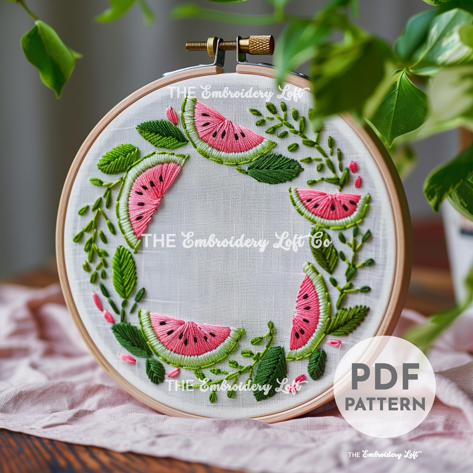 Watermelon Wreath Hand Embroidery Pattern