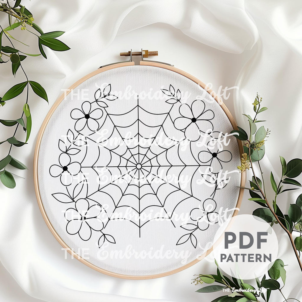 Floral Web Hand Embroidery Pattern