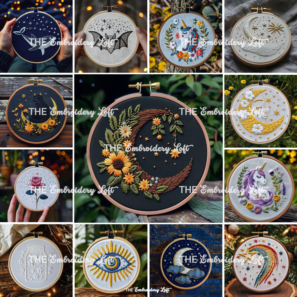 MINI COLLECTION, Celestial Hand Embroidery Pattern Collection, Current and Future Designs, Lifetime Access, Hand Embroidery, Embroidery PDF