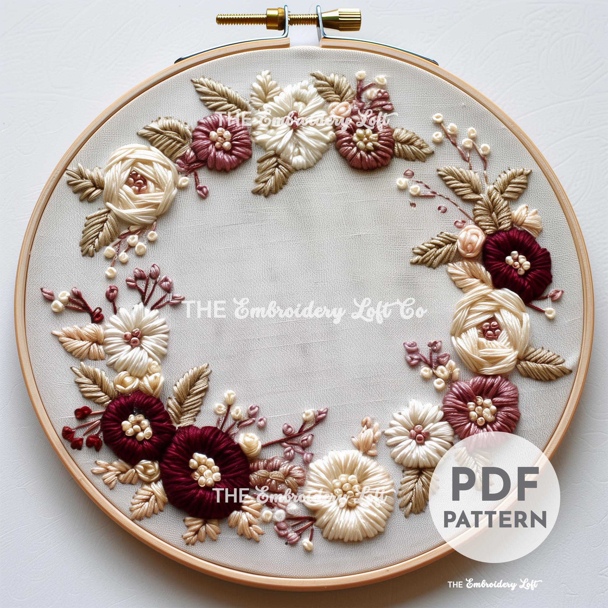 Blooming Wreath Hand Embroidery Pattern