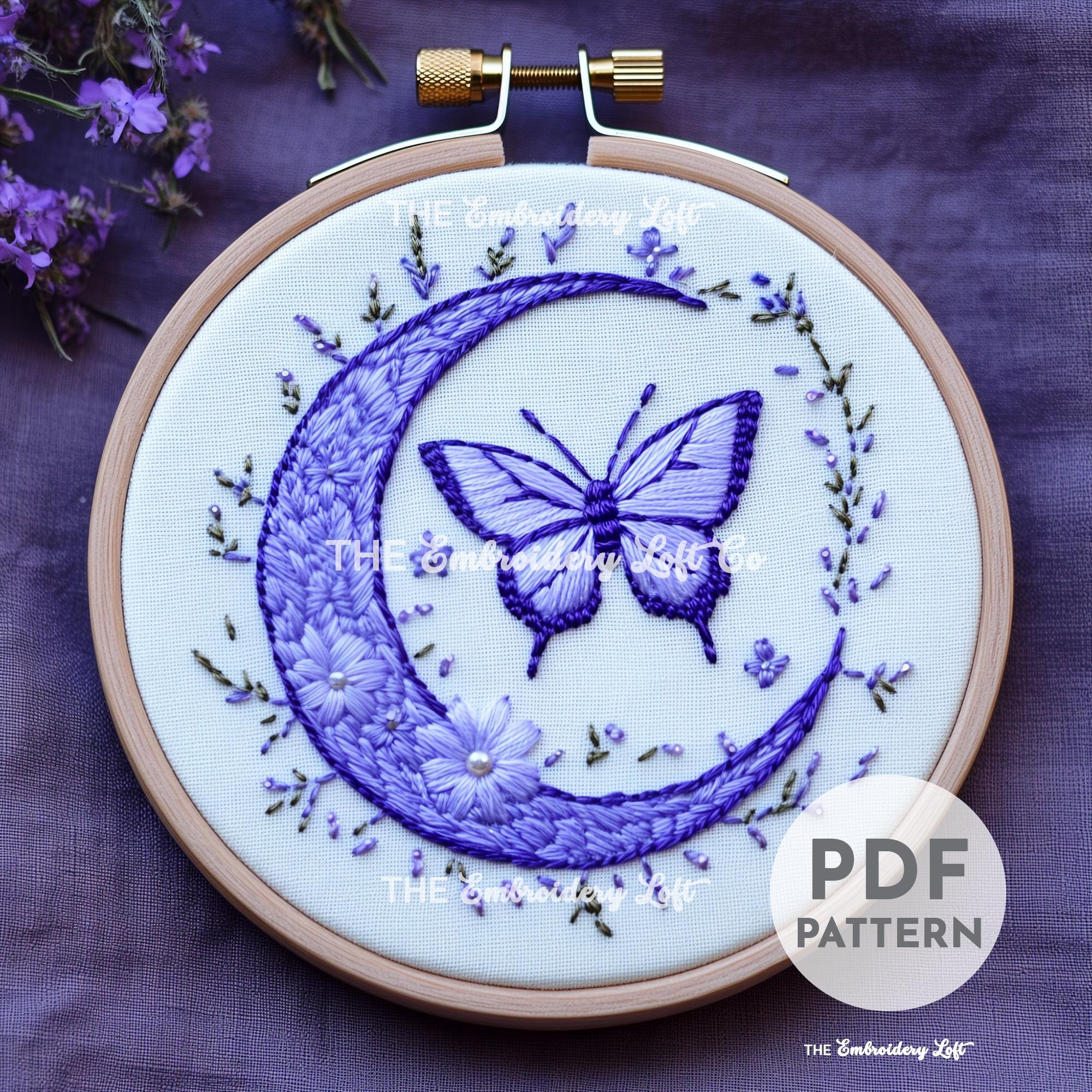 Celestial Butterfly Hand Embroidery Pattern
