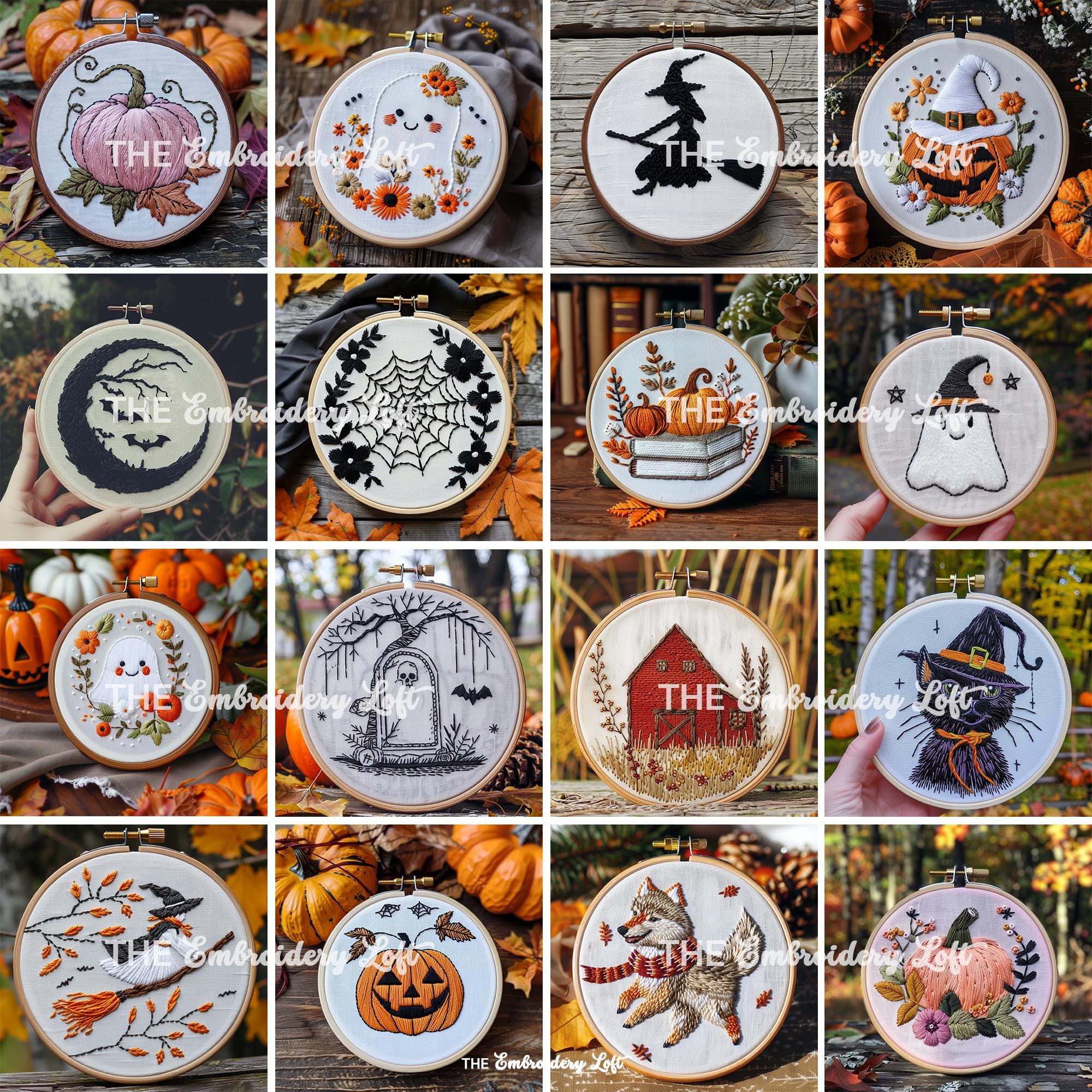 MINI COLLECTION, Autumn and Halloween Hand Embroidery Pattern Collection, Current and Future Designs, Lifetime Access, Hand Embroidery, DIY