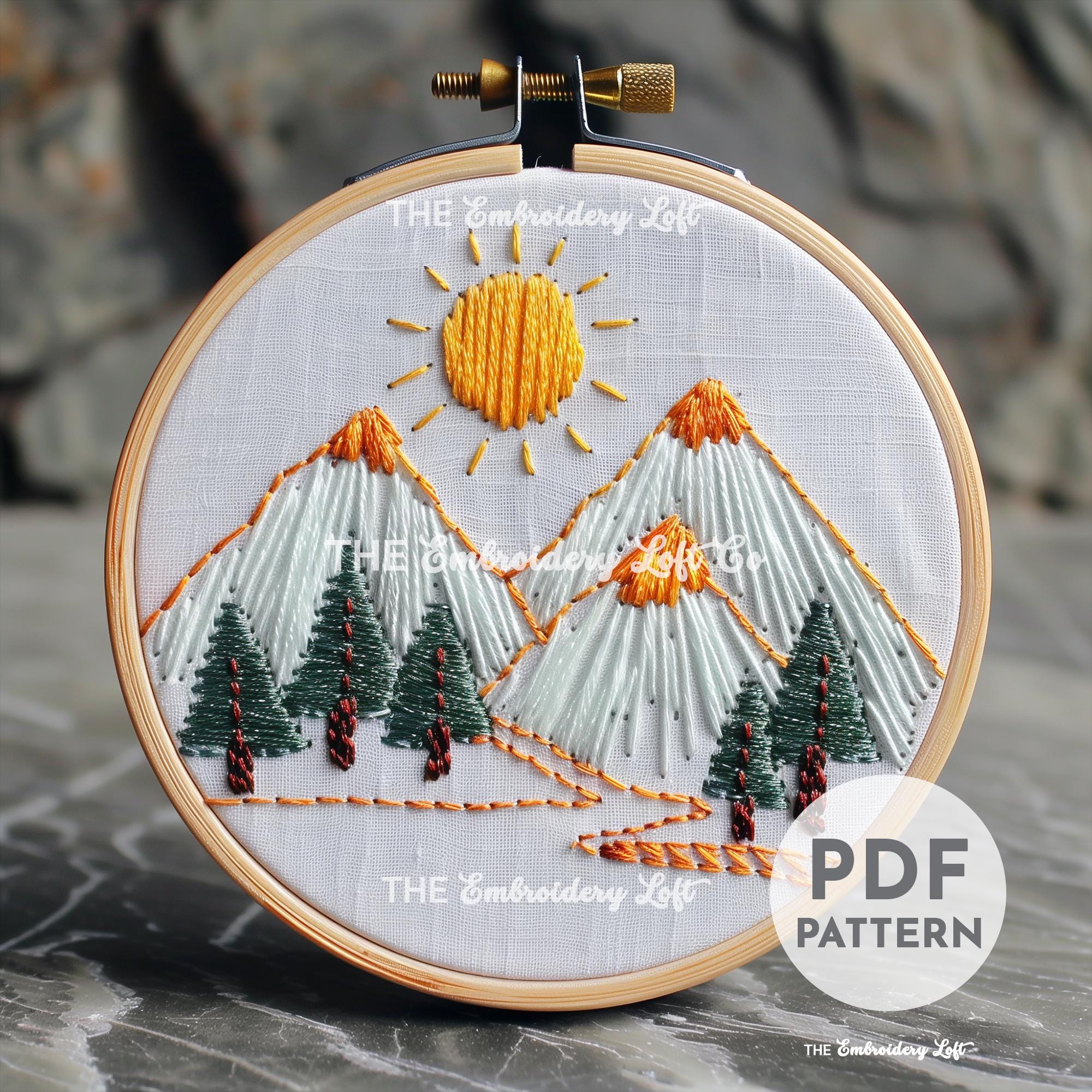 Simple Mountains Hand Embroidery Pattern