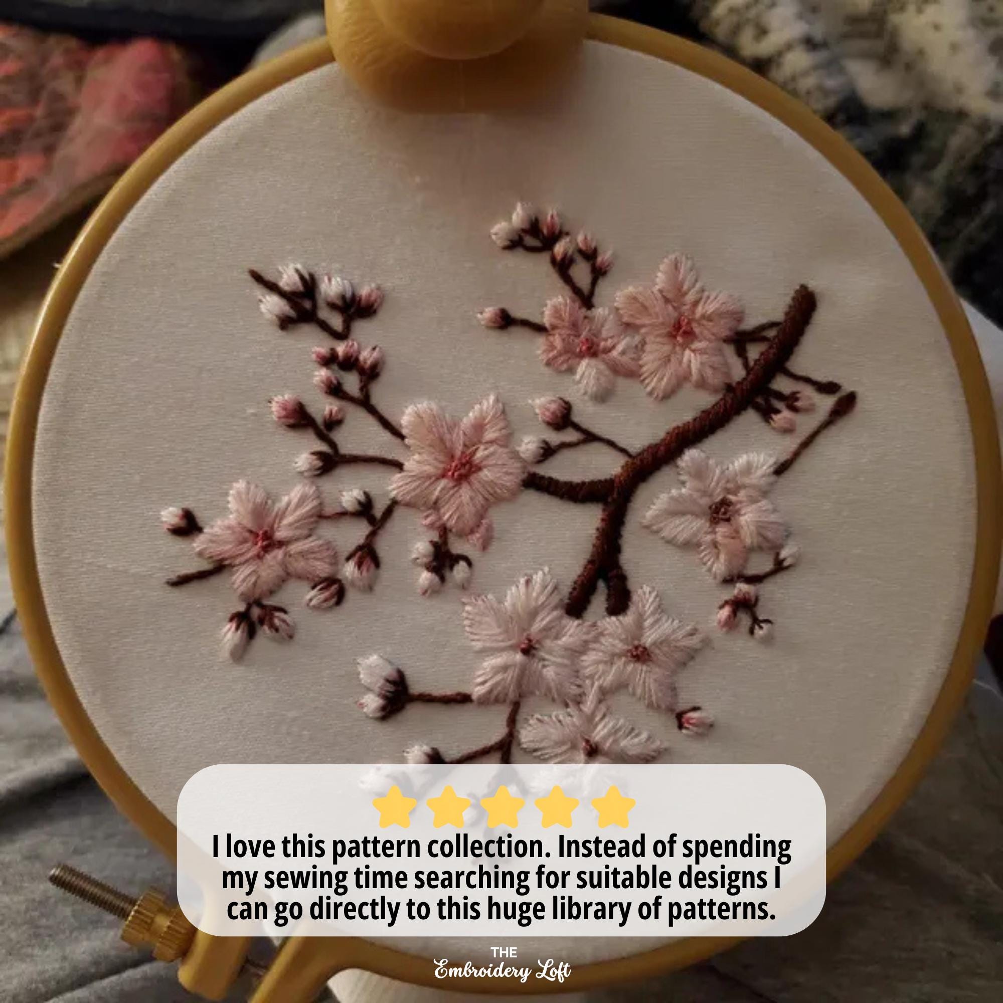 Cherry Blossoms Hand Embroidery Pattern