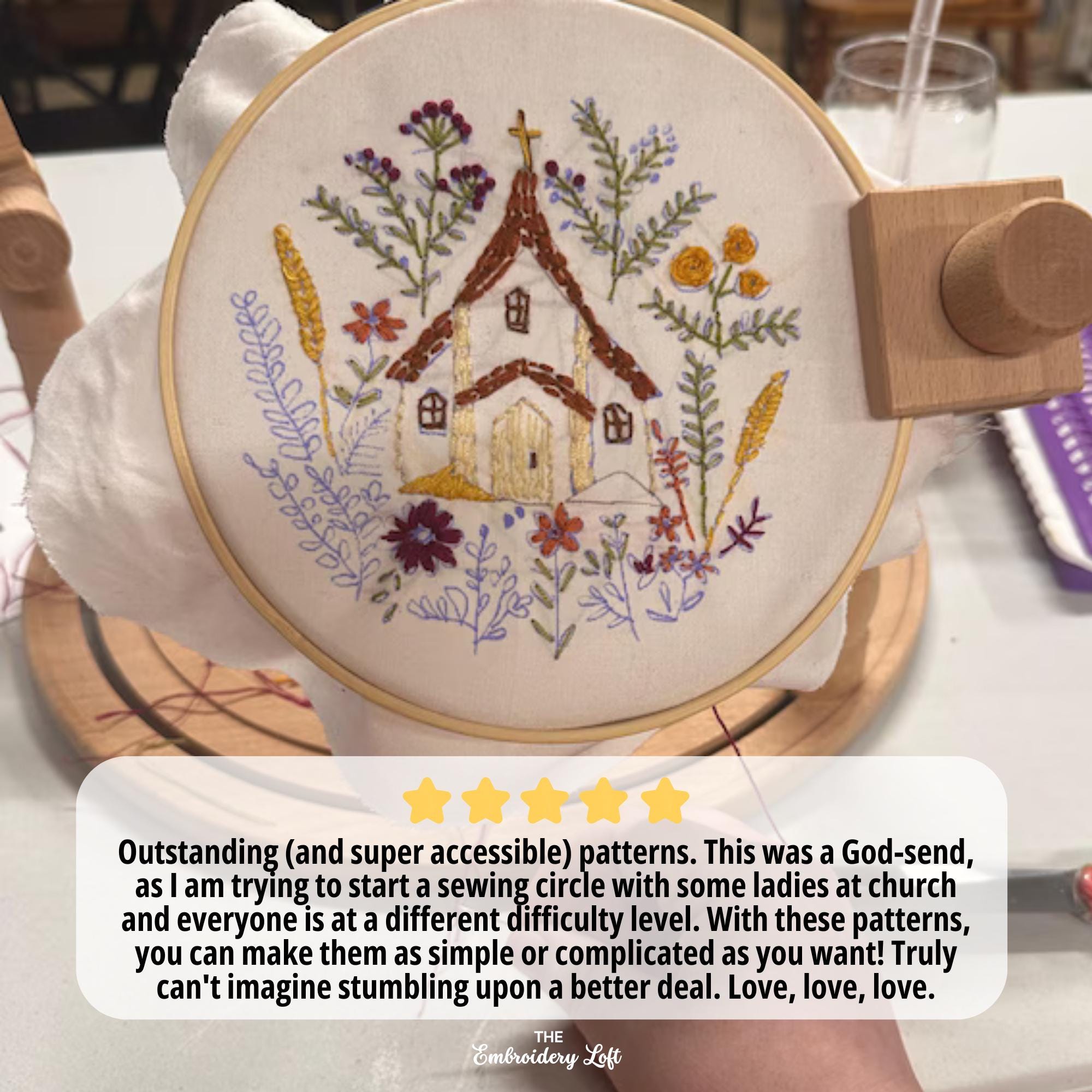 Floral Church Embroidery Pattern