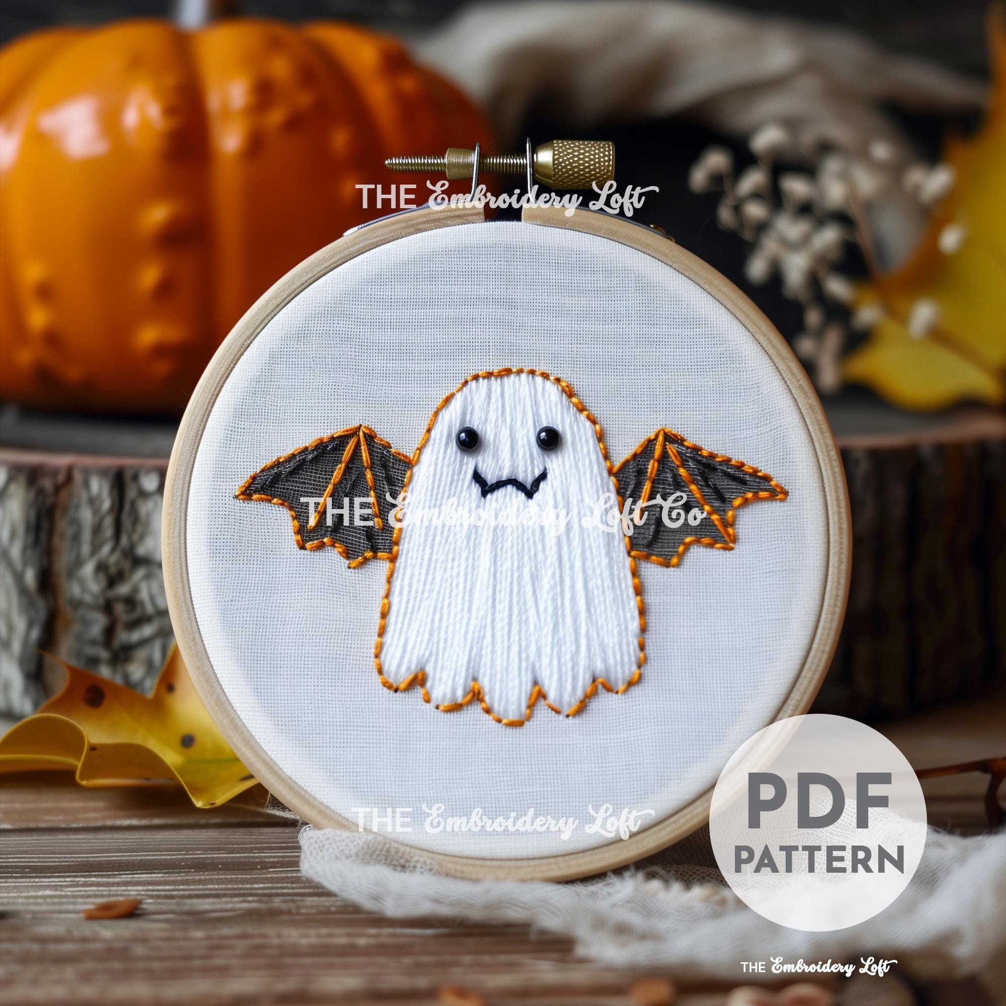 Batty Ghost Hand Embroidery Pattern