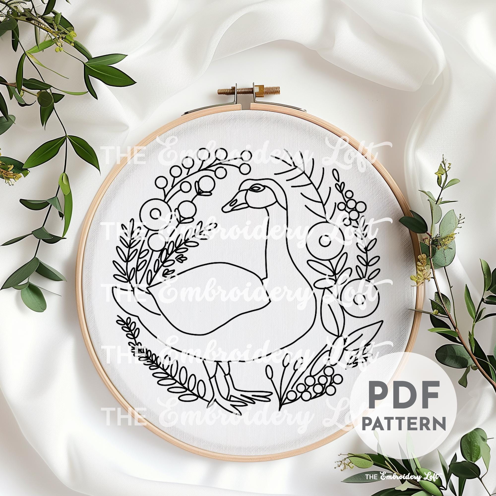 Woodland Goose Hand Embroidery Pattern