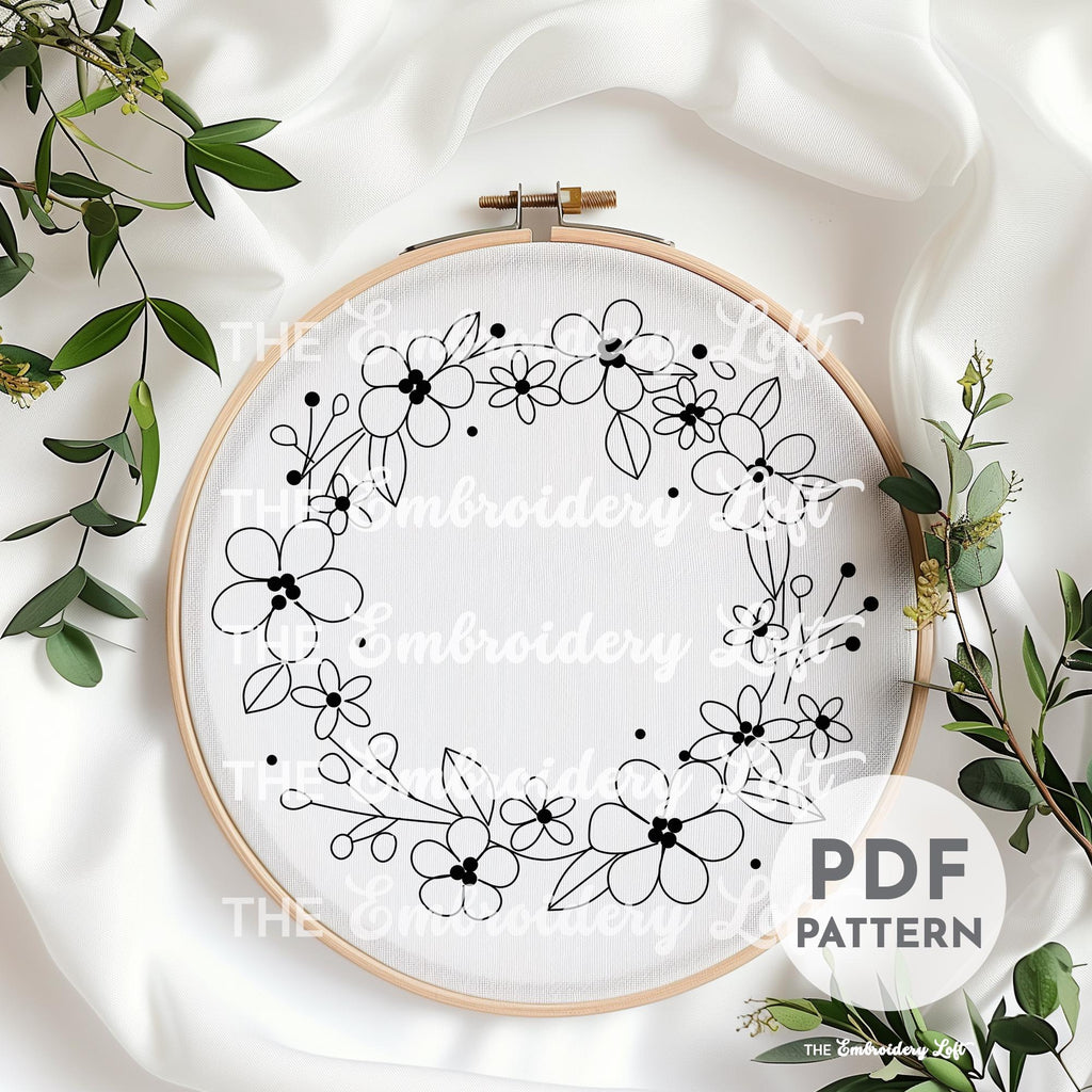 Pink and White Hand Embroidery Pattern
