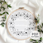 Pink and White Hand Embroidery Pattern