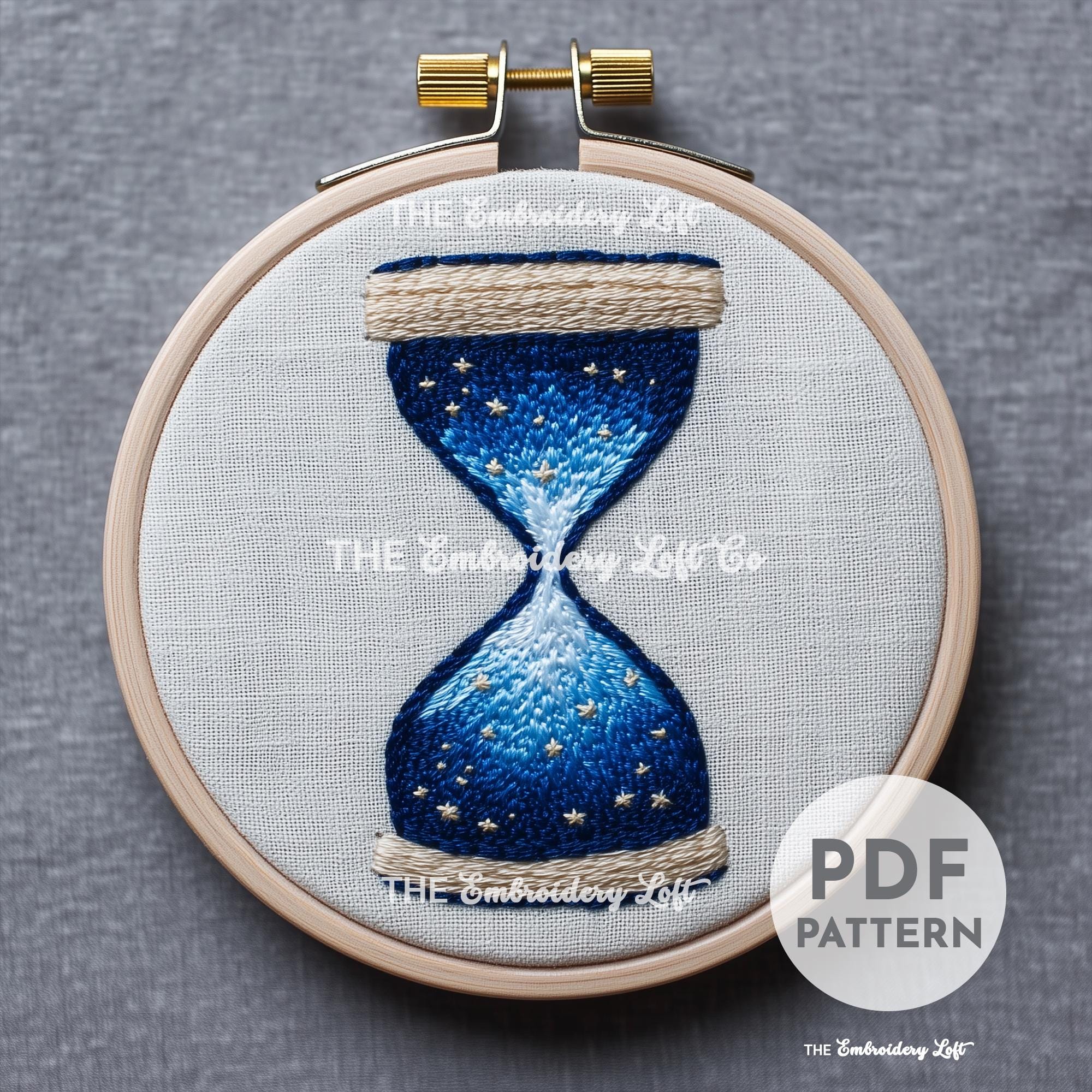 Cosmic Hourglass Hand Embroidery Pattern