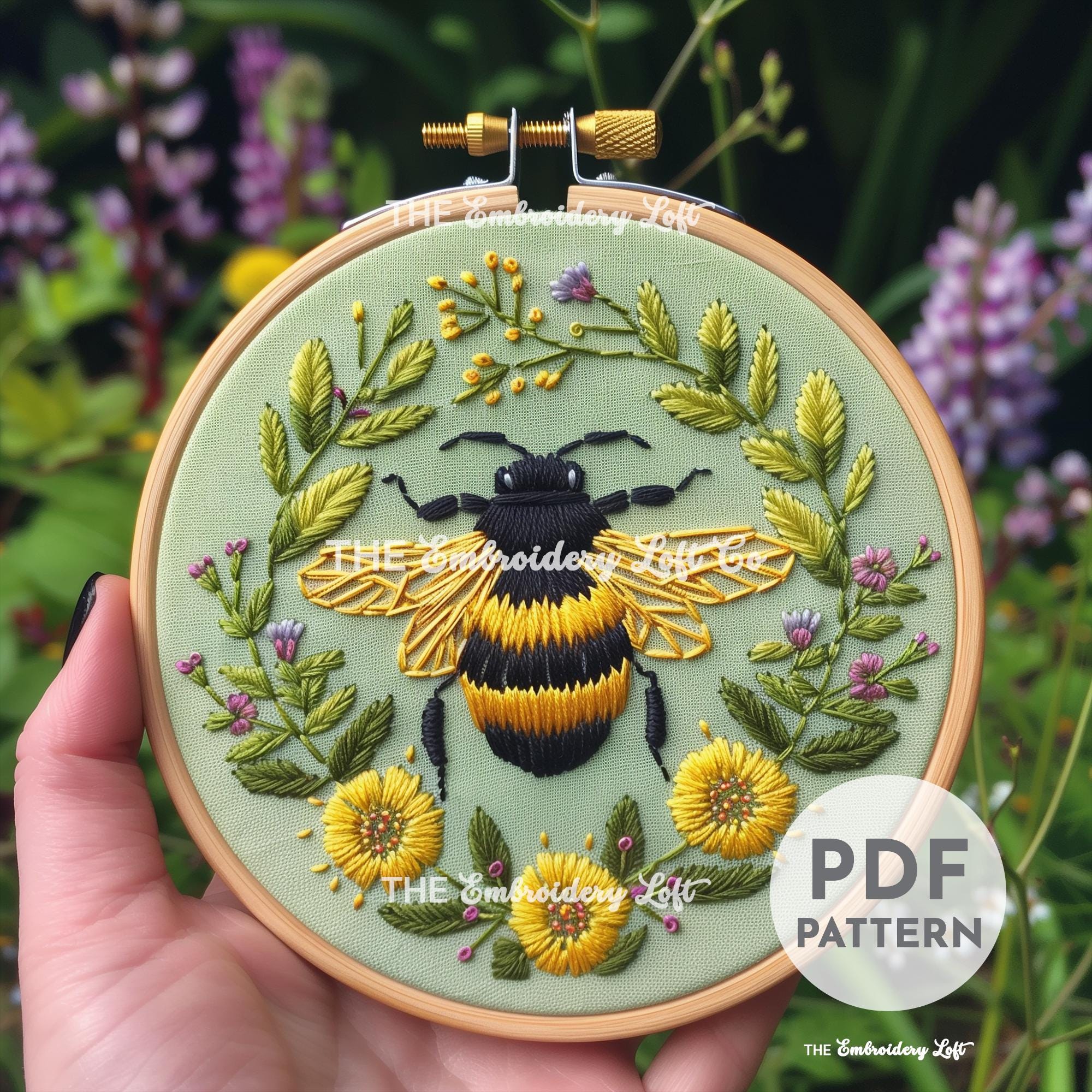 Honey Bee Hand Embroidery Pattern