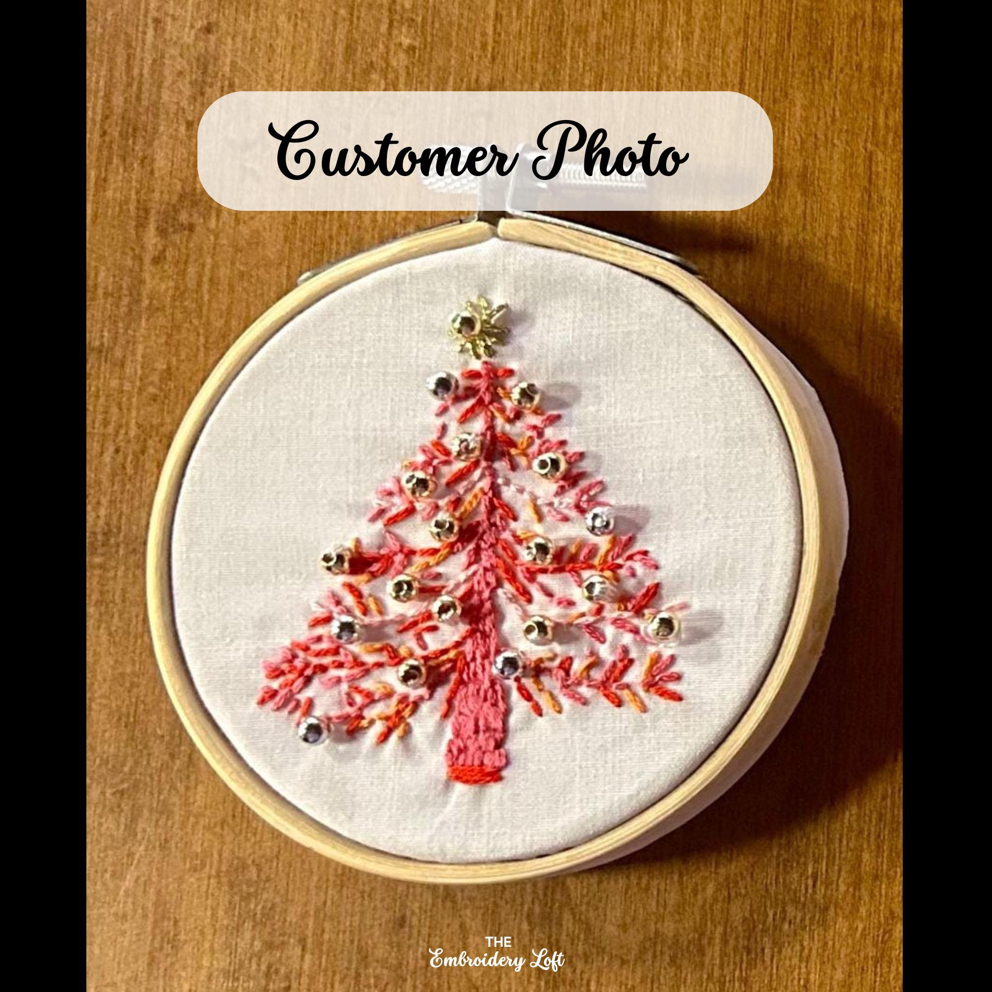Pink Christmas Tree Hand Embroidery Pattern