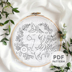 Pink Unicorn Hand Embroidery Pattern