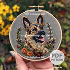 German Shepherd Hand Embroidery Pattern