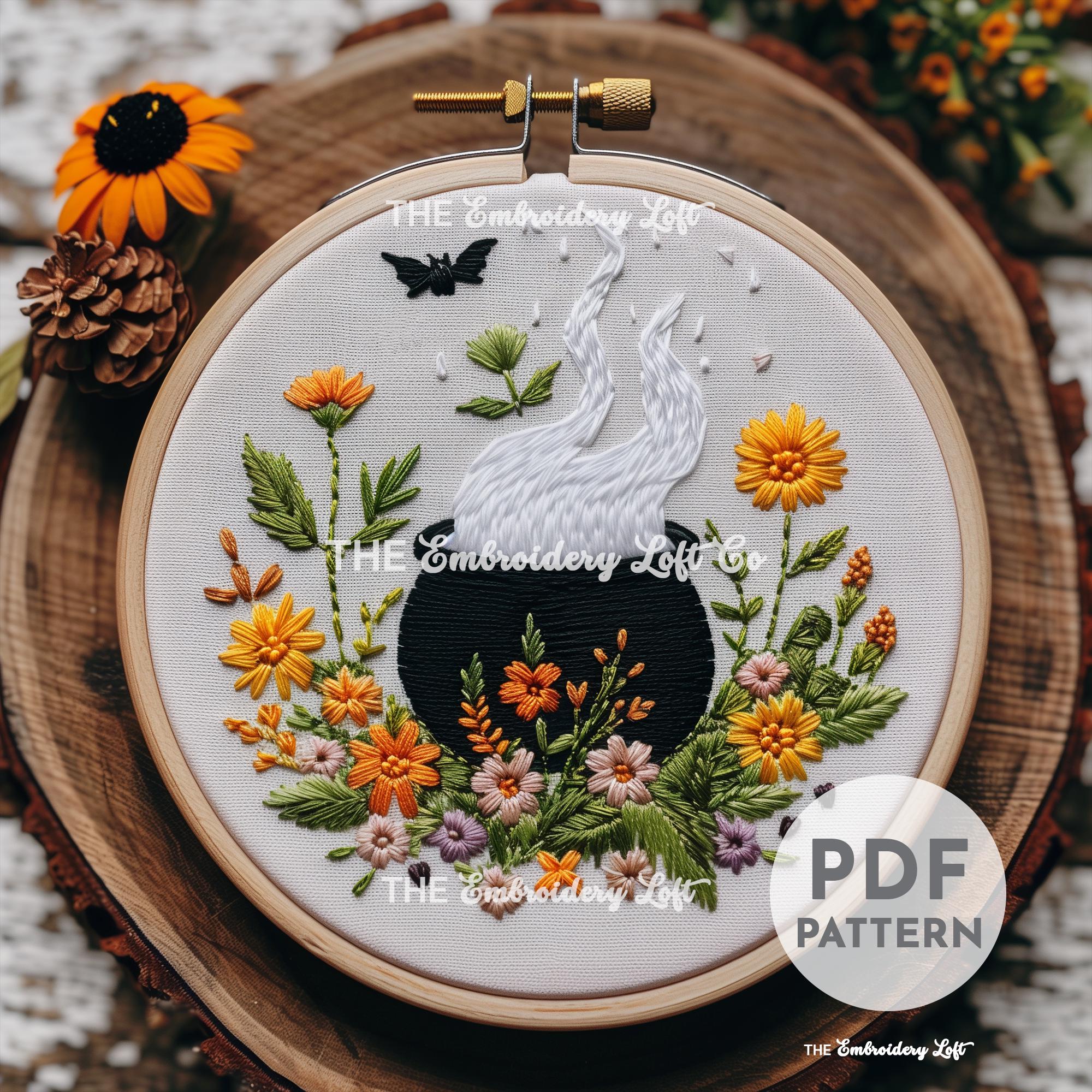 Floral Cauldron Hand Embroidery Pattern