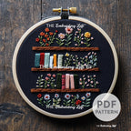 Floral Bookshelf Hand Embroidery Pattern