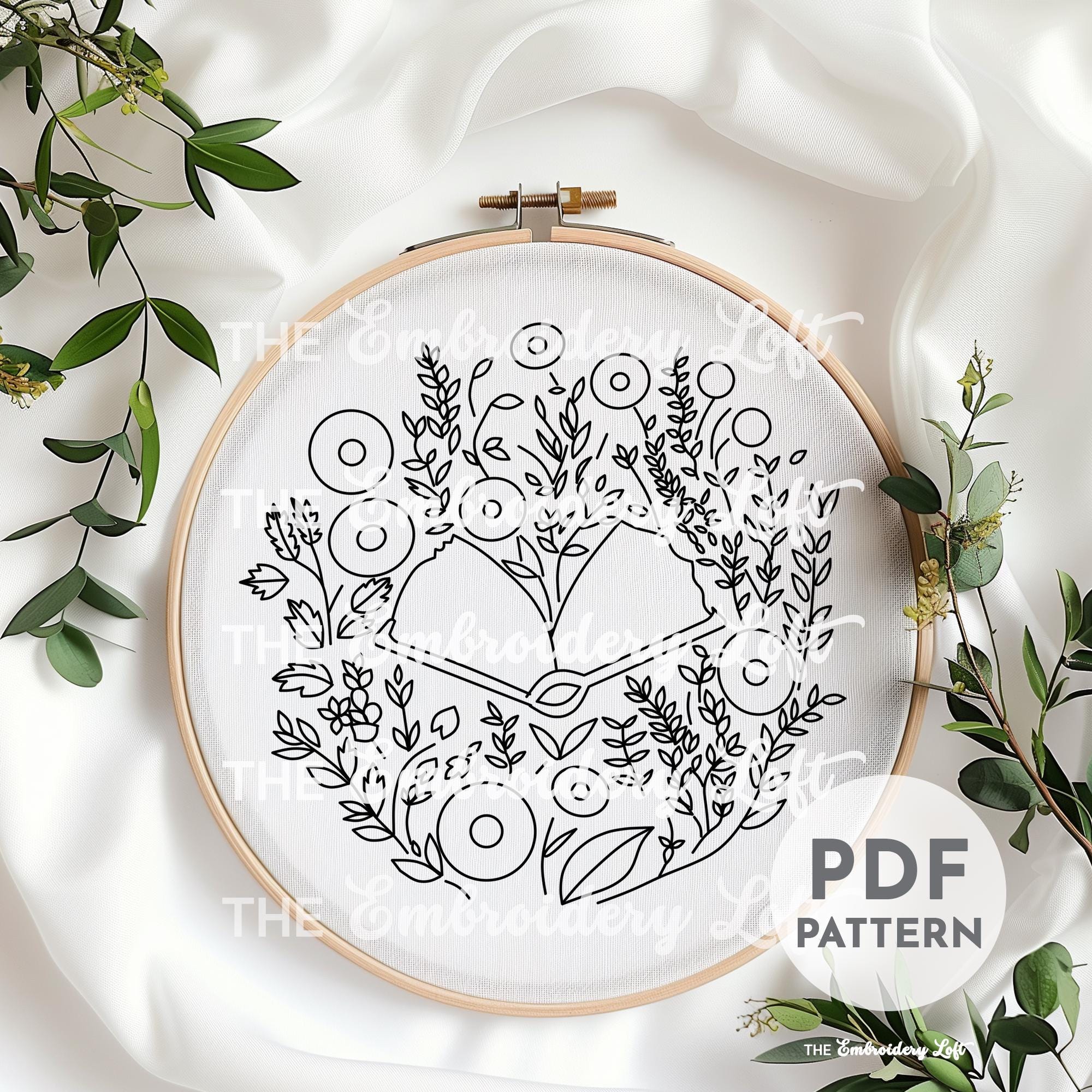 Floral Book Hand Embroidery Pattern