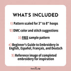 Heart Flowers Hand Embroidery Pattern