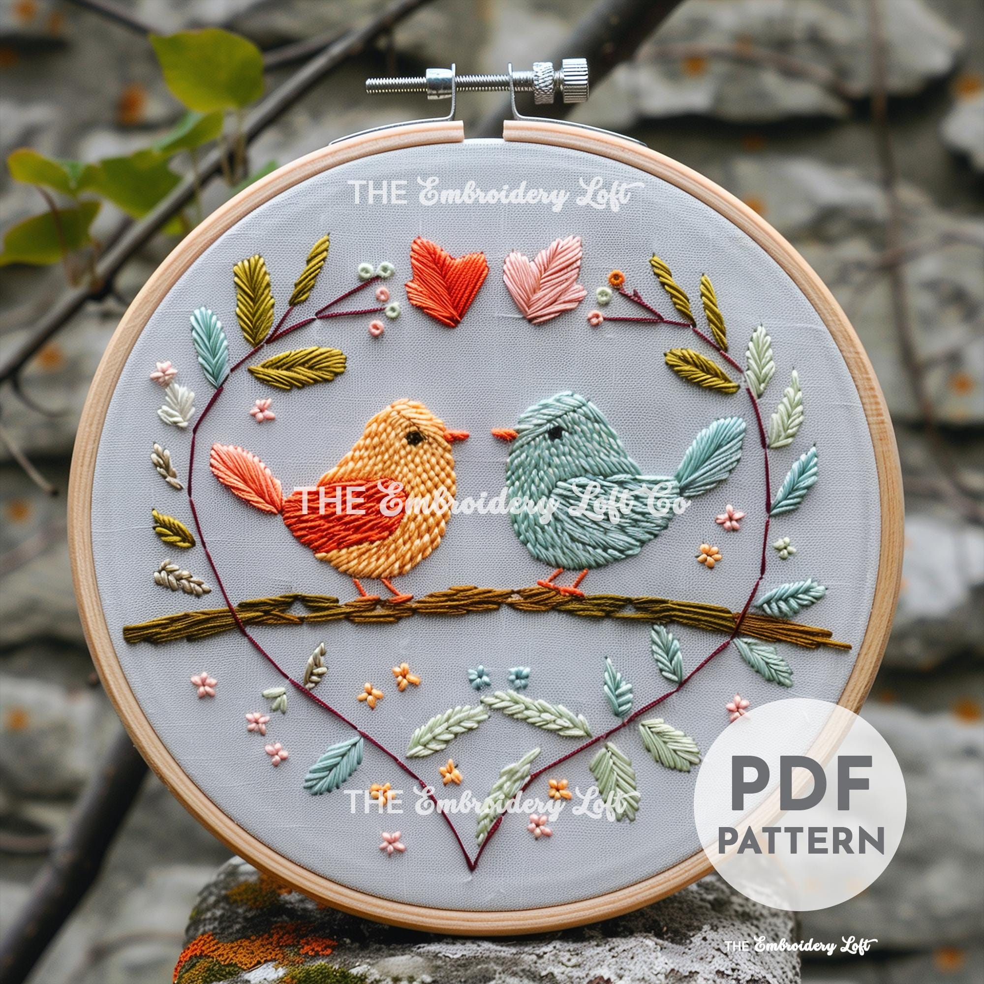 Love Birds Hand Embroidery Pattern