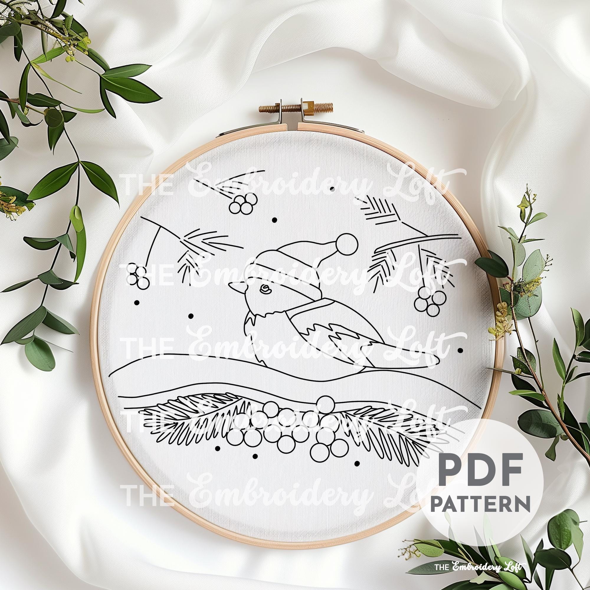 Christmas Bird Hand Embroidery Pattern