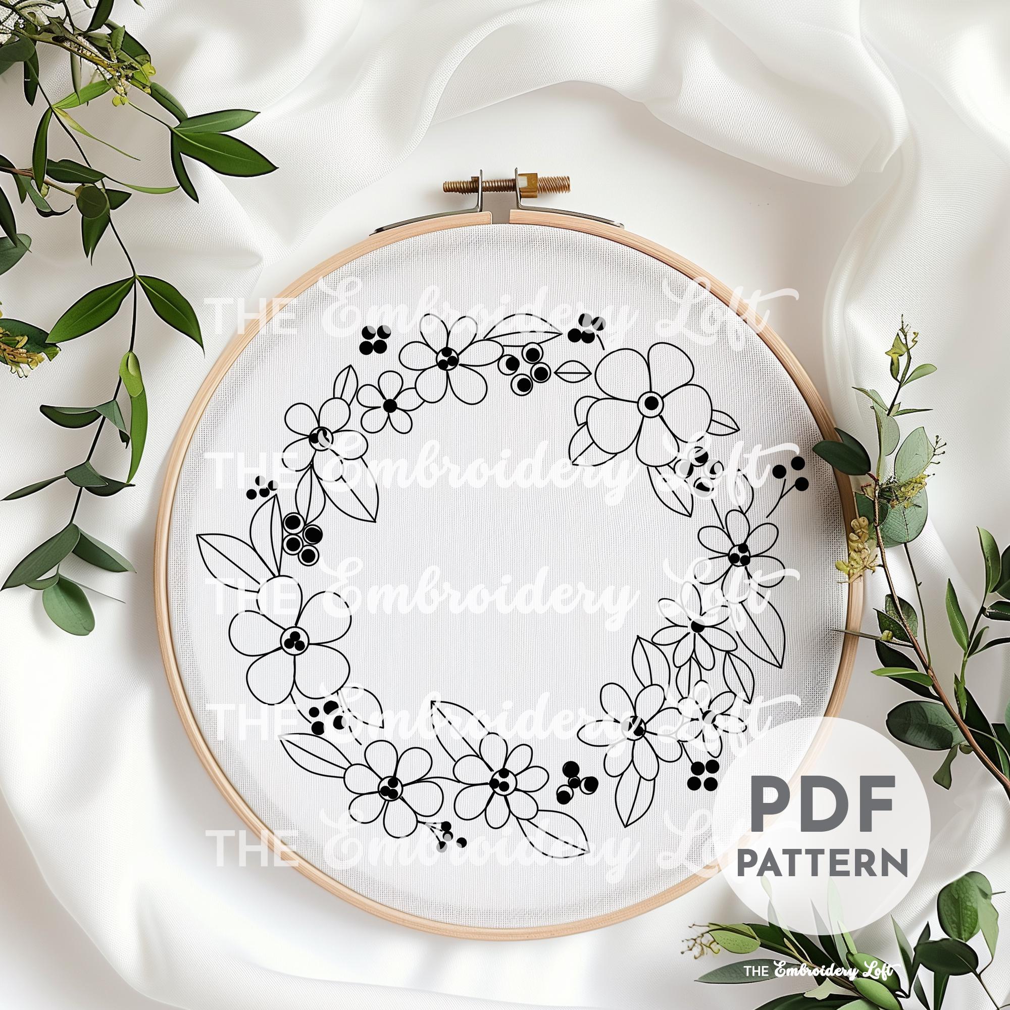 Peachy Wreath Hand Embroidery Pattern