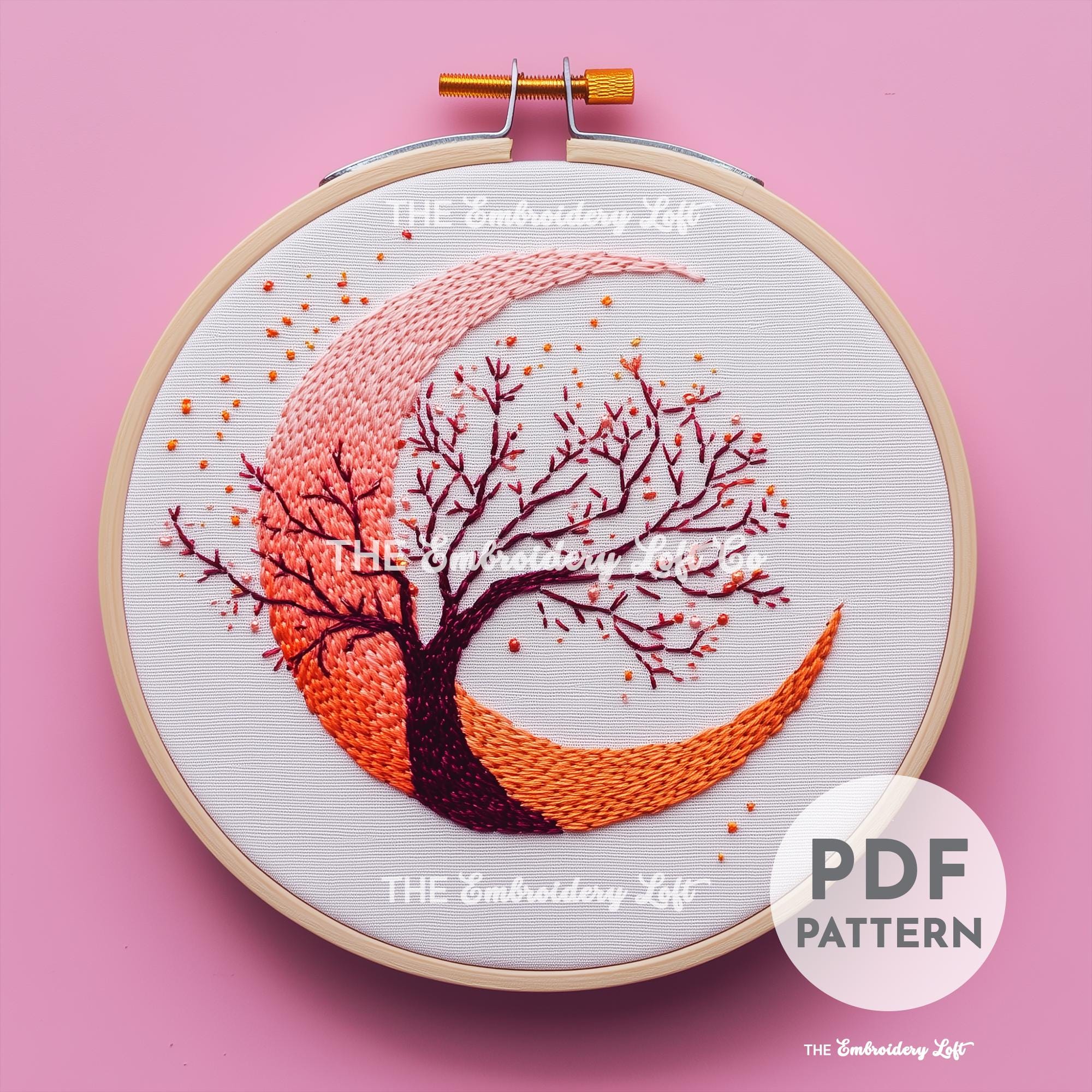 Celestial Tree Hand Embroidery Pattern