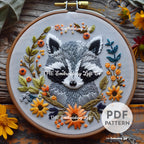 Baby Racoon Hand Embroidery Pattern