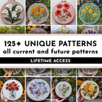 MINI COLLECTION, Floral Hand Embroidery Pattern Collection, Current and Future Designs, Lifetime Access, Hand Embroidery, Embroidery PDF