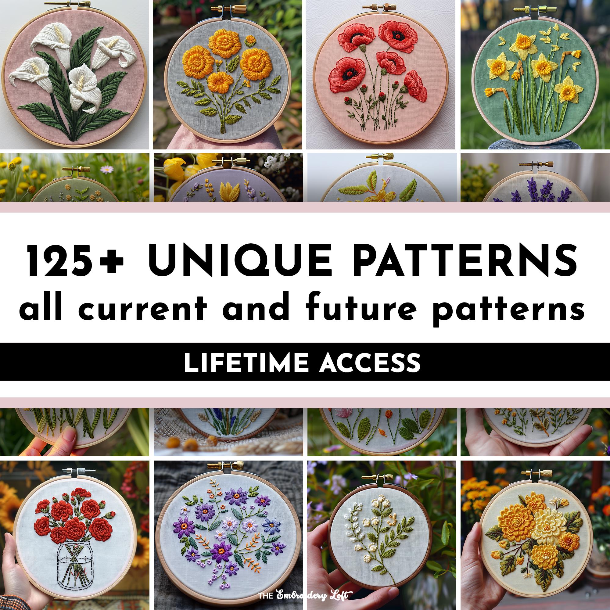 MINI COLLECTION, Floral Hand Embroidery Pattern Collection, Current and Future Designs, Lifetime Access, Hand Embroidery, Embroidery PDF
